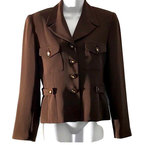 BANU Paris Chic Chocolate Button Front Jacket. 4 - Picture 1 of 5